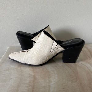 Jeffrey Campbell cowhide mules